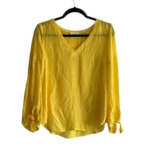 MAEVE Oversized V-Neck Pullover Blouse Yellow XS